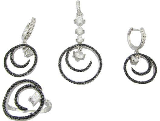 Rhodium geplatte zilver 925 sieraden set met 7 US grootte ring nu