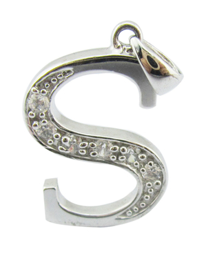 Gepersonaliseerde S925 18K Witgoud hanger Met Alphabet S Letter Zilver Cz Hanger Alphabet Hanger Zomervakantie