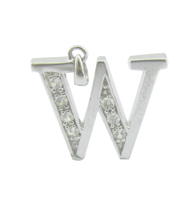 W Letter Juwelen Accessoire 925 Zilveren CZ Hanger Voor Zomer Vakantie Looks Alfabet Alfabet Hanger