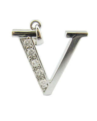 V letter 18K Gold Diamond Alphabet Letter Hanger Halsketting met 1,5 mm Zirconia (S925 Customized Logo)