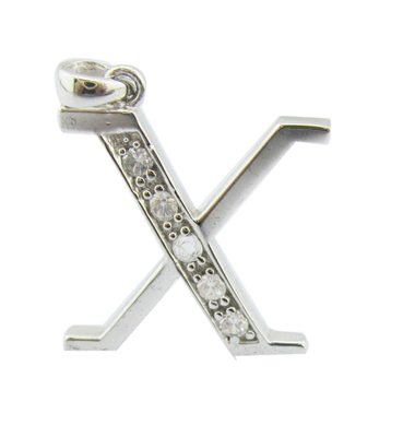 Glanzende ABCDEFGHIJK;MNOPQRSTUVWXYZ alfabet halsketting in 925 zilver met Zircon stenen
