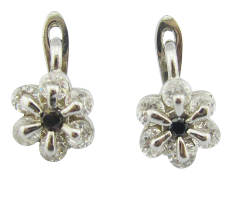 Cz Steen Grootte 1,0-1,25 mm Nickelvrij Kubisch Zirconia 925 Zilveren oorbellen met ontwerp Bloem Oornap Sterling zilver roos