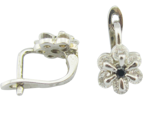Cz Steen Grootte 1,0-1,25 mm Nickelvrij Kubisch Zirconia 925 Zilveren oorbellen met ontwerp Bloem Oornap Sterling zilver roos