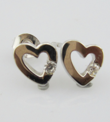 Hart oorbel Stud sieraden Type Decoratieve zilveren sieraden Sterling zilveren oorbellen met CZ vrouwen zilveren oorbel schattig