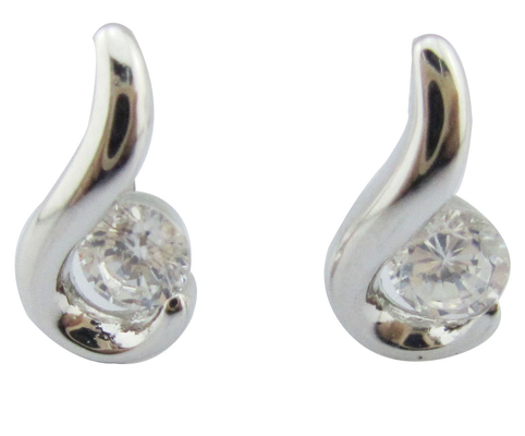 Swirl Zilveren Witte Steen Kleur 925 Sterling Ohrringe Kubische Zirconia Kleine Swirl zilveren post oorbellen puur oorbellen