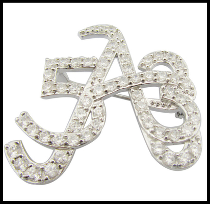 Ingewikkelde klassieke 925 zilveren CZ ronde broche voor jubileum zakelijke vergadering Cz broche mooie cadeaubon