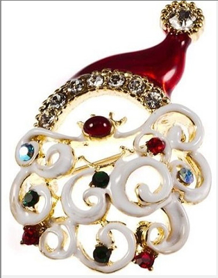 Kerstbroche CZ / 925 Zilveren Broche Ronde Rode Vorm CZ Pin Broche Voor Verjaardagscadeautjes Gelukkige Kerst