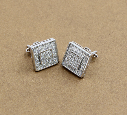 925 Sterling zilveren oorbellen met kubus Zirconia stenen vierkant oorbellen uniek CZ hoog