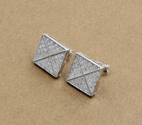 925 Sterling zilveren oorbellen met kubus Zirconia stenen vierkant oorbellen uniek CZ hoog