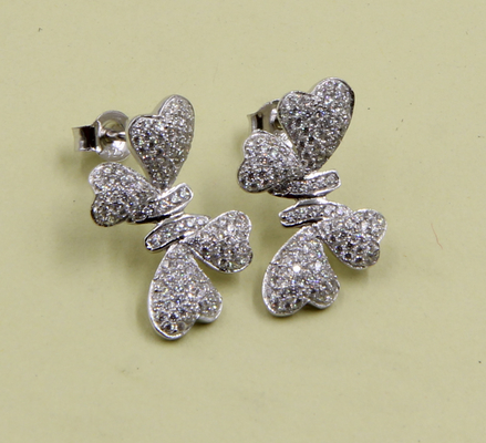 925 Sterling zilver stud oorbellen met kubische zirconia stenen knoop oorbellen stud knoop set feest jubileum cadeau voor liefde