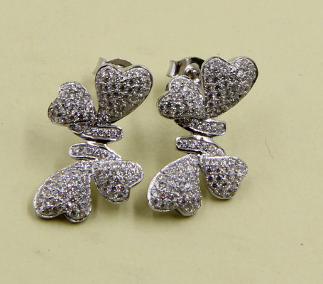 925 Sterling zilver stud oorbellen met kubische zirconia stenen knoop oorbellen stud knoop set feest jubileum cadeau voor liefde