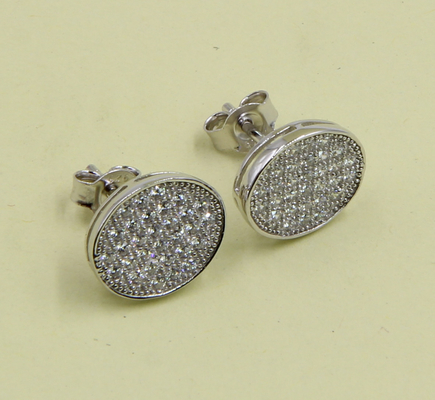 Glanzend vierkant Sterling zilver stud oorbellen met kubische zirconia eenvoudige sterling zilver oorbellen zilver post oorbellen
