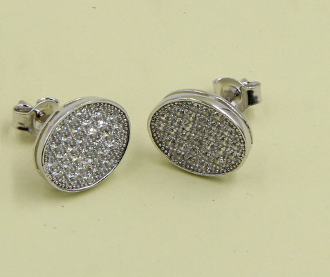 2-5g Oval 925 zilver kubieke zirconia stud oorbellen voor sieraden