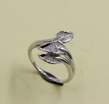 925 Sterling zilver Pave Set Cubic Zirconia Rings voor vrouwen Leaf zilver verlovingsringen Leaf zilver ringen AAA steen