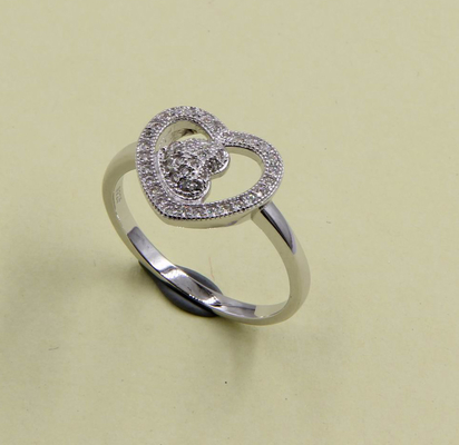 925 Sterling zilver rond gesneden kubische zirconia ringen voor vrouwen Sterling zilver hart stapelbare ringen zilver cz ringen