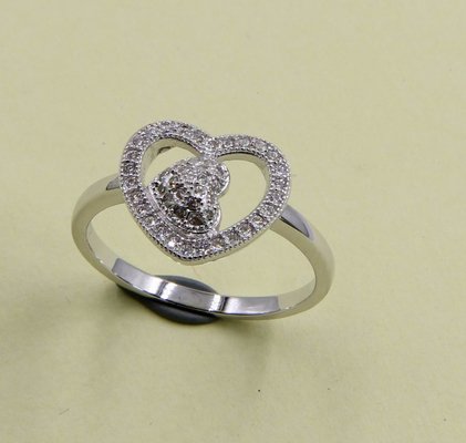 925 Sterling zilver rond gesneden kubische zirconia ringen voor vrouwen Sterling zilver hart stapelbare ringen zilver cz ringen