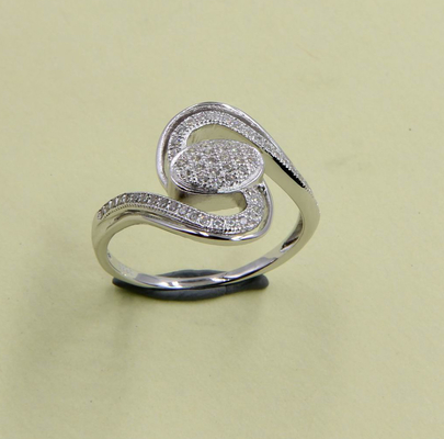 Swirl Elegante Glinsterende Ronde CZ Diamant Simulatie Cocktail Swirl Ring 925 Zilveren Meisjes Verjaardag Bruiloft