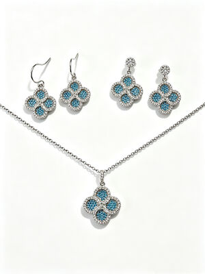 Beste voor het WK 2026 Lichtgewicht Prachtig Zilver 925 Juwelen Set met AAA Cubic Zirconia Teardrop Hangertje Oorbellen en Ring voor bruiloft en cadeautjes, Aquamarijn Kleurrijke Juwelen Set Same Colleciton
