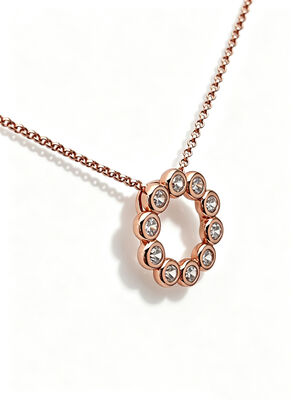 925 Zilver CZ Hanger met Witte AAA Solitaire Cirkel Hanger CZ Stenen in Ronde Cirkel Roségoud 0,1 Micron Verguld Spiegelgepolijste Afwerking, Cirkel Hangers, Een Set Collectie