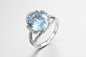3.8g blauw Sapphire Stone Silver Ring Band-AMERIKAANSE CLUB VAN AUTOMOBILISTEN CZ voor Vrouwen