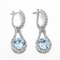 Engels Slot Blauw Topaz Dangle Earrings White Gold 4.0g