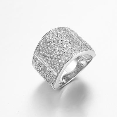 CZ Sterling Silver Rings Custom Engraving 4,31 Gramomslag rond Vingerring