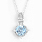 2.75g 925 Zilveren Halfedelsteentegenhanger 10mm Zwitsers Blauw Topaz Birthstone Necklace