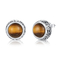 3.39gram Tiger Eye Stud Earrings Round-Vattingsolie Zwarte 925 Sterling Silver