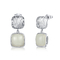10x10mm Kussen Witte Jade Stud Earrings 925 Zilveren Minimalistische Stijl