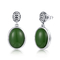 1.54g 925 Sterling Silver Gemstone Earrings 9x10mm Ovale Groene Jade