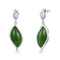 Cabochon 925 Sterling Silver Gemstone Earrings 7x12mm Rechthoek Groene Jade