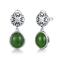 December Birthstone 925 Sterling Silver Gemstone Earrings 10x13mm Ovale Groene Jade
