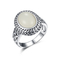 Helend Stenen 925 Zilveren Halfedelsteenringen 9x12mm Ovale Witte Jade Carved Ring Band