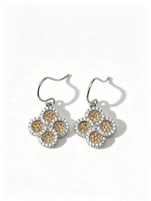 2026 Nieuwe hete zomer 925 zilveren CZ oorbellen draad met DK champagne en witte AAA CZ stenen, ronde geluksbloem cirkel oorbel sieraden gerhodineerd voor klassieke look, donkere champagne CZ sieraden verzamelen