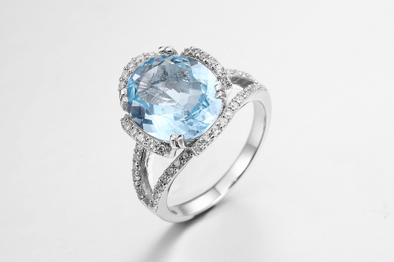 Saffier 925 de Zilveren Verlovingsring van Halfedelsteenringen 5.3g Oktober Birthstone