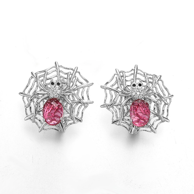 Robijnrood 925 de Kristallen4.85g Spinneweb van Sterling Silver Stud Earrings With Swarovski