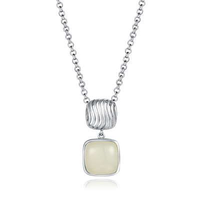 De spiegel poetste 925 het Zilveren Kussen Witte Jade Pendant Necklace van de Halfedelsteentegenhanger op