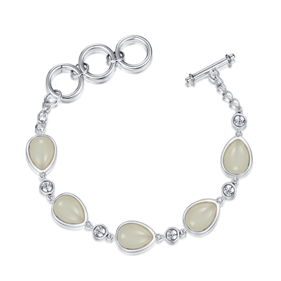 Helend Stenen 925 Sterling Silver Bracelet 8x12mm Peer Witte Jade Bracelet