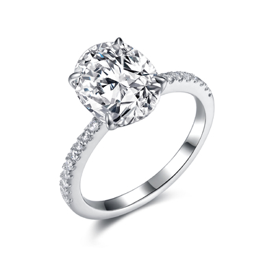 Ovale 925 Zilveren CZ bellen 8x10mm Zirkoonverlovingsringen