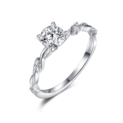 5.5mm Moissanite om het AMERIKAANSE CLUB VAN AUTOMOBILISTENrang 925 van de Vattings Vastgestelde Verlovingsring Sterling Silver