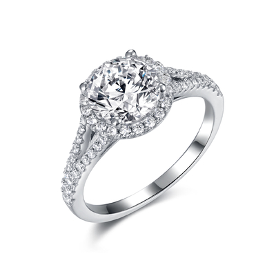 Rond Sterling Silver Moissanite Wedding Rings 8.0mm het Fonkelen Stijl